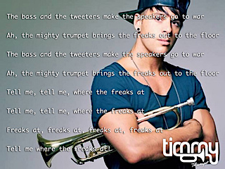 Il testo di Freaks con Timmy Trumpet sullo sfondo